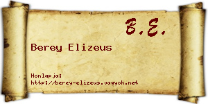 Berey Elizeus névjegykártya